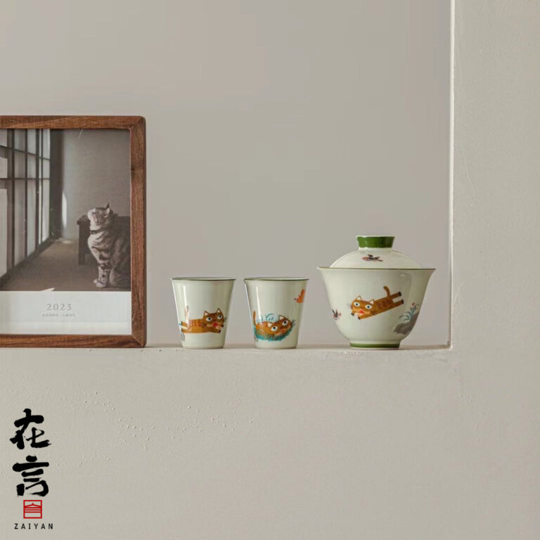 猫趣陶瓷盖碗-设计师款 - 图片 3