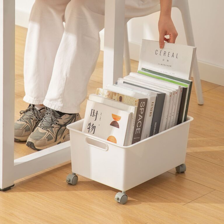 PP带滑轮桌下书本收纳盒 - 图片 2
