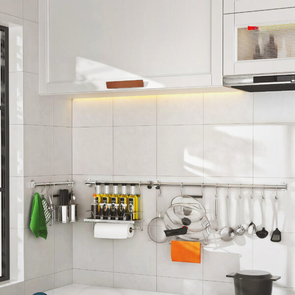 304不锈钢壁挂筷勺调味收纳架 - 图片 2