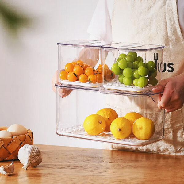 PET透明可叠加保鲜盒三件套 - 图片 1