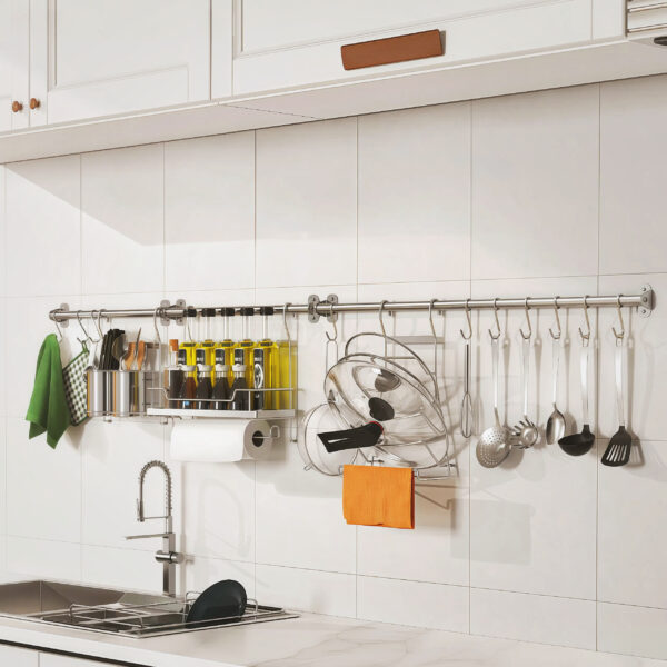 304不锈钢壁挂筷勺调味收纳架 - 图片 1