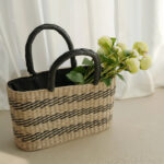 棉麻编织手提包直径18cm - 图片 2