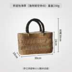 棉麻编织手提包直径18cm - 图片 7