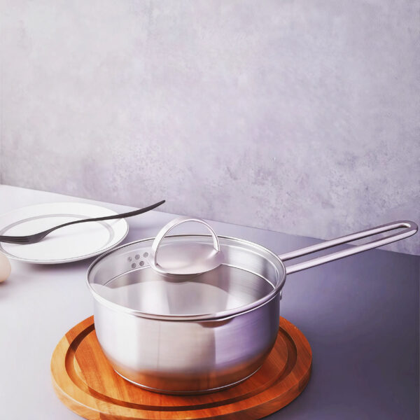 304不锈钢复合底奶锅18cm双倒水嘴 - 图片 1