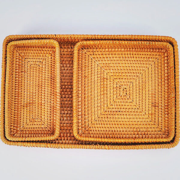 秋藤编织收纳托盘 - 图片 1