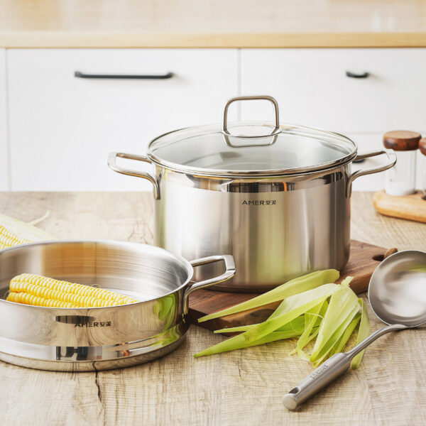 304不锈钢复底双耳汤锅 - 图片 1