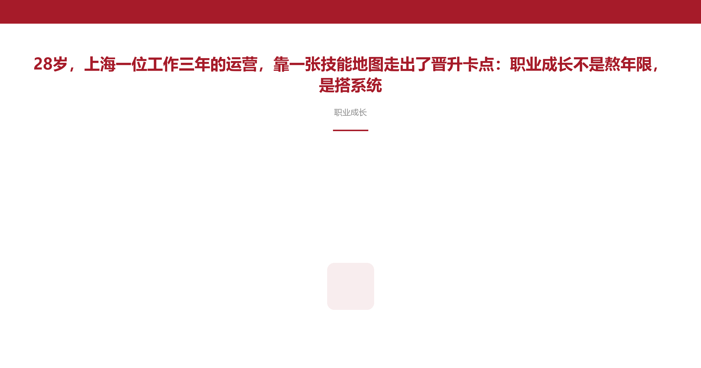 28岁,上海一位工作三年的运营,靠一张技能地图走出了晋升卡点:职业成长不是熬年限,是搭系统