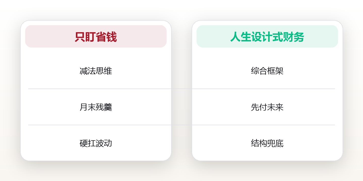 用人生设计思维重建你的财务自由路径 对比图